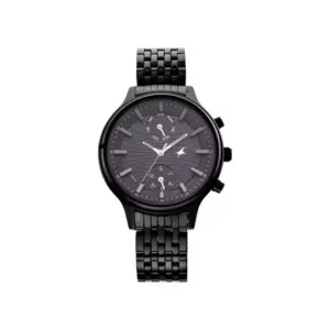 Titan Watch Fastrack Ruffles Quartz Multifunction Purple Dial Watch for Women with Stainless Steel Strap 6208NM01