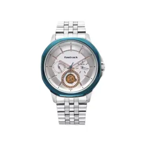 Titan Watch Fastrack Exuberant Quartz Multifunction Silver Dial Watch for Men with Stainless Steel Strap 3303KM01