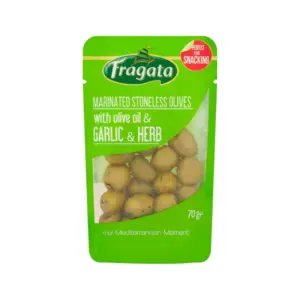 Fragata Marinated Pitted Olives with Olive Oil & Garlic & Herb 70g FMPOGH70
