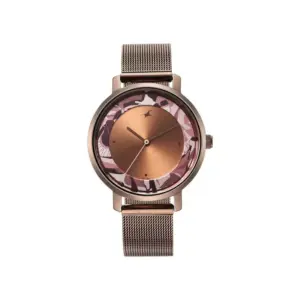 Titan Watch Fastrack Urban Camo Quartz Analog Brown Dial Watch for Women with Metal Strap 6287QM01