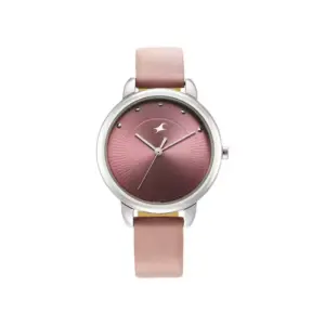 Titan Watch Fastrack Stunners Quartz Analog Purple Dial Watch for Women with Leather Strap 6282SL02