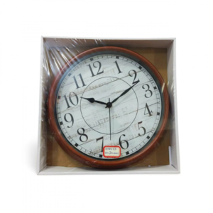 Generic High Quality Fashionable/Elegant Design Medium Size Battery Operated Round Shaped Analog Silent Quartz Wall Clock Brown Outer Rim