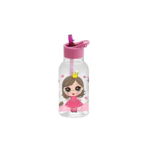 Herevin Decorated Water Bottle-PC 460ml with Straw Princess 161807-390