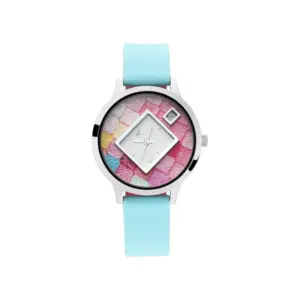 Titan Watch Fastrack Fit Outs Quartz Analog Multicoloured Dial Watch for Women with Blue Leather Strap, Date 6210SL01