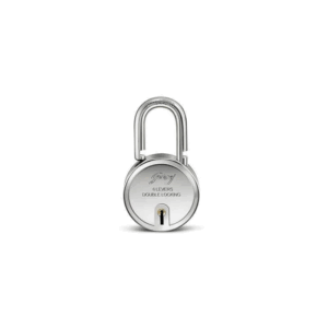 Godrej Locks Godrej Round Padlock 6Lever 50mm with Double Locking System for Door with 3 Keys, Strong Steel with Rivetless Body and Electroplated Shackles Give The Lock Extra Strength and Toughness Steel Finish 8148