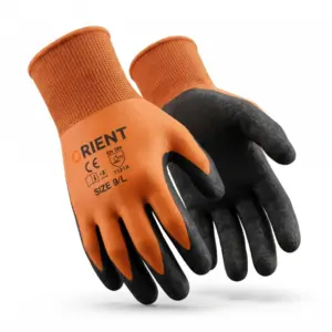 Orient Electric Orient Nitrile Safety Gloves 10inch Orange Black Industrial Grip (50/600) ELD52E