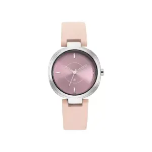 Titan Watch Fastrack Stunners Quartz Analog Pink Dial Watch for Women with Leather Strap 6247SL01