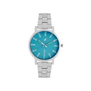 Titan Watch Fastrack Fundamentals Quartz Analog Blue Dial Watch for Women with Stainless Steel Strap 68010SM02