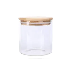 RMH Generic Glass Jar Round with Wooden Lid 10x12cm – Elegant Storage Container for Kitchen & Home R1012(1-19)