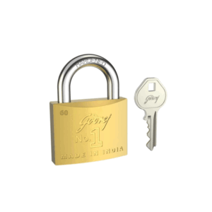 Godrej Locks Godrej Economical Brass Padlock No.1 Double Locking Provides Higher Safety, Self Locking Snap Locking Makes Easy to Use Lock 60mm Box Pack 2786