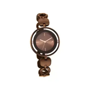 Titan Watch Fastrack Glitch Quartz Analog Brown Dial Watch for Women with Metal Strap 6237QM01