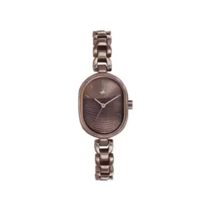 Titan Watch Fastrack Style Up Quartz Analog Brown Dial Watch for Women with Metal Strap 6258QM02