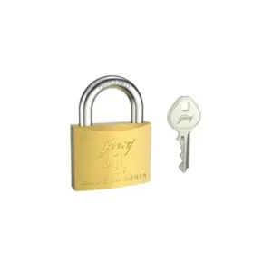 Godrej Locks Godrej Economical Brass Padlock No.1 Double Locking Provides Higher Safety, Self Locking Snap Locking Makes Easy to Use Lock 40mm Box Pack 2784