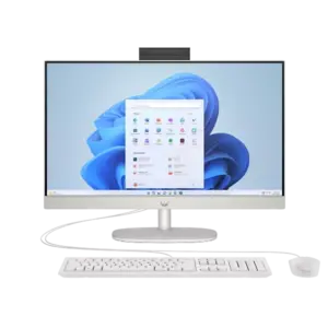 HP All-in-One Desktop PC with 23.8" FHD IPS Touchscreen, Core i5-1335U CPU, 8GB DDR4 RAM, 512GB PCIe NVMe M.2 SSD, Intel Iris Xe Graphics, Free DOS Shell White 24-cr0121nh 91H63EA