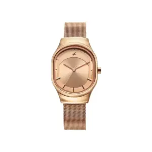Titan Watch Fastrack Snob X Quartz Analog Rose Gold Dial Watch for Women with Stainless Steel Strap 6283WM01