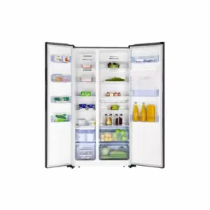 Hisense Refrigerator 504L Side By Side A+ Energy Efficiency Class, Multi Air Flow System, Exterior LED Digital Display with Touch Control Black RS518N4WBF