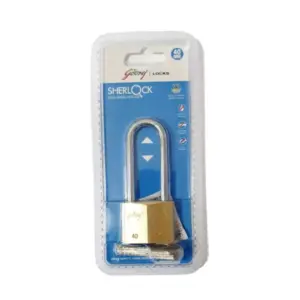 Godrej Locks Godrej Sherlock 40mm Padlock with Long Shackle for Durability and Security Brass 2596