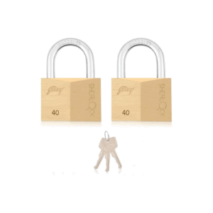 Godrej Locks Godrej Sherlock 40mm Solid Brass Padlock, Rust Resistant & Hacksaw Resistant with Self Lock Mechanism for Luggage, Cycles Lockers & Doors 2pcs 2591