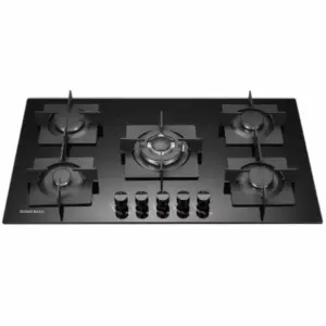 Homebase Table Top Cooker 5 Gas Burners Glass Top 90/50CM Top Cutting Size 84/48CM HB-90-B9