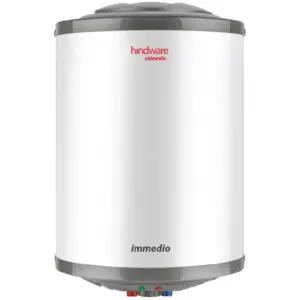 Hindware Storage Water Heater 25L 2000W, 8 Bar Working Pressure, Glassline Coated, Copper Heating Element, Rust Proof Body, Superior Safety, Temperature Control Know Immedio 25L