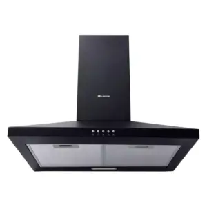Hisense Chimney Cooker Hood 60cm, Wall Mounted, Powerful Extraction, Low Noise, LED Lighting, Push Button Control HWH601BK