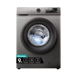 Hisense Washing Machine 9kg Front Loading, Steam Wash, Durable Inverter, Quick Wash, Delay End, Drum Clean, Self Diagnosis Silver WFQP9012VMT