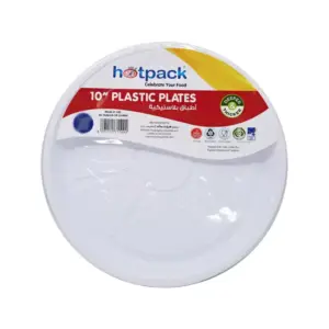 Hotpack Round Plastic Plate 10" 500's Pack