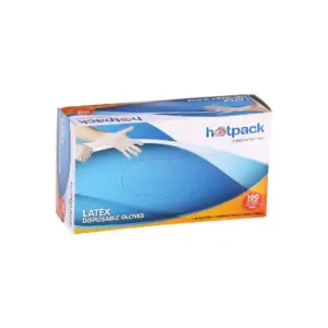 Hotpack Powdered Latex Disposable Gloves Medium 100's Box (Pack of 10pcs)