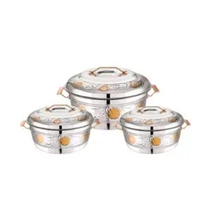 Maxiimus Hotpot Esteelo Queen Flower 3000/4000/6000 Stainless Steel Casserole Insulated Food Warmer With Steel Handle