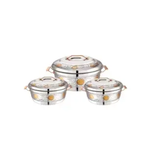 Maxiimus Hotpot Esteelo Queen Flower 2000/3000/4000 Stainless Steel Casserole Insulated Food Warmer With Steel Handle