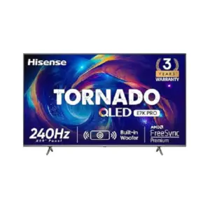 Hisense 55" Smart UHD 4K Quantum ULED TV with Dolby Vision Atmos, HDR 10+, 240Hz HRR Panel, 4K Resolution, Channel Speakers with Sub Woofer , Dolby Audio Sound 55E7K