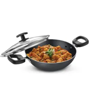 Judge Non-Stick Kadai with Glass Lid for Everyday Use - 26cm - 3.2L, Low Oil Cooking, Easy to Clean, with Cool Touch Handle 37286