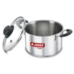 Judge Classic Stainless Steel Casserole with Glass Lid - 20cm (3L) Gas and Induction Compatible - Cook & Serve 37269