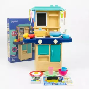 Toys Generic Interactive 2-in-1 Kids' Kitchen Playset with Chalkboard & Realistic Cooking Effects