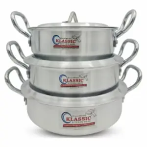Klassic Kitchenware Klassic Aluminium Flat Kadai 28cm, 30cm, 32cm, Even Heat Distribution, Durable Build, Multi-Purpose Cooking 504 flat kadai