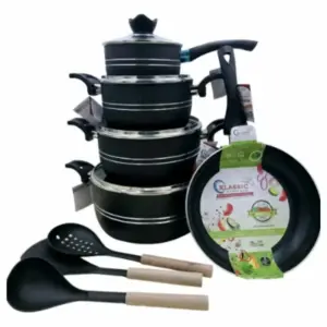 Klassic Kitchenware Klassic Saucepan Set 16cm, 20cm, 24cm, 28cm, Frying Pan 24cm, Kitchen Tool Set 1002