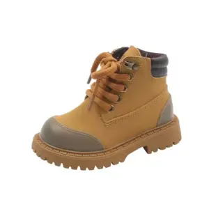 Faith Kids' Boots - Autumn/Winter New Toddler Girls' Yellow Boots and Boys' British-Style Short Boots, Perfect for Little Ones (Size 35).