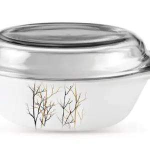 La Opala Casserole Med + Lid Flowered Golden Fall Ivory 0665