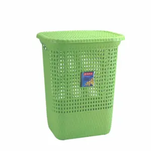 Lionstar Laundry Basket Vanesa Medium CB-17 Rectangular Lidded Washing Laundry Basket, Tall Plastic Hamper For Clothes