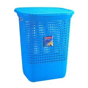 Lionstar Laundry Basket Vanesa Large CB-18 Rectangular Lidded Washing Laundry Basket, Tall Plastic Hamper For Clothes