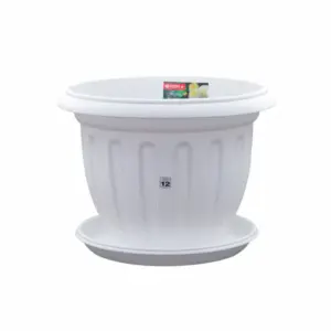 Lionstar Lotus Pot No12 w/Cover 350Ø FP-43 Plastic Planter Pot, Outdoors and Indoors Garden, Sturdy and Durable