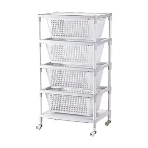 Lionstar Rack System 4 Stack A-32 Kitchen Rack Vegetable Rack With Wheels Plastic Organizer