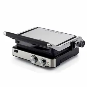 Kenwood Contact Grill Adjustable Temperature Cool Touch Handle 2000w Hgm80.000ss - 30 Mins Timer 3 Grill Positions Contact Grill, Oven Grill And Open Grill Detachable Grill Plates