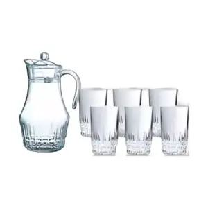 Luminarc Lancier Water Set 7pcs with Victoria Jug 1.8L & 6x Lancier Tumblers 270ml X1023