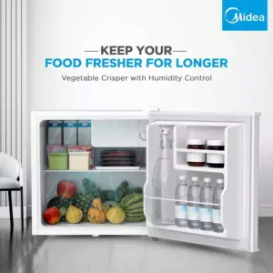 Midea Free Standing Single Door Refrigerator, 86L, White, Smart Design, Lock, MDRD86FGE01