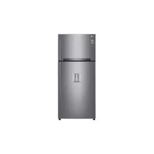 Lg Double Door Refrigerator 509L, Platinum Silver, Smart Inverter Compressor, LINEAR Cooling™, DoorCooling+™, GC-F702HLHU