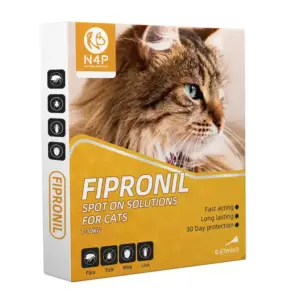N4P Fipronil Spot On Flea & Tick Treatment for Cats (1–10KG) | Fast-Acting, 3-Pack, 30-Day Protection Against Mites & Lice