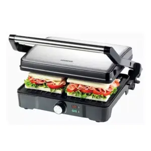 Kenwood Contact Grill Adjustable Temperature Cool Touch Handle 2000w Hgm31.000si - 3 Grill Positions Contact Grill, Oven Grill And Open Grill Detachable Grill Plates