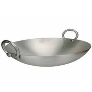 Nadstar8 Aluminium Karai 19 Inches No10 Heavy Base Aluminum Kadai Deep Frying Kadai with Handle for Kitchen