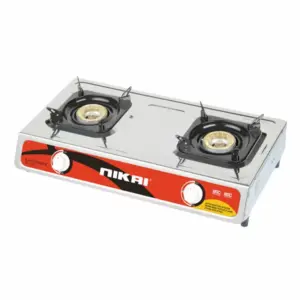 Nikai Gas Cooker 2 Burner Steel NG842 Stainless Steel Auto Ignition System Blue Flame